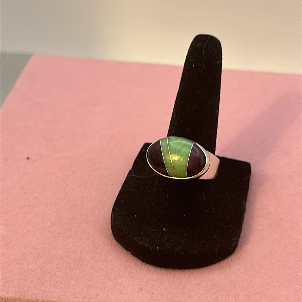 Tourmaline Platinum Over Sterling Silver Ring (Estate Sale) multicolored. 6 1/2.